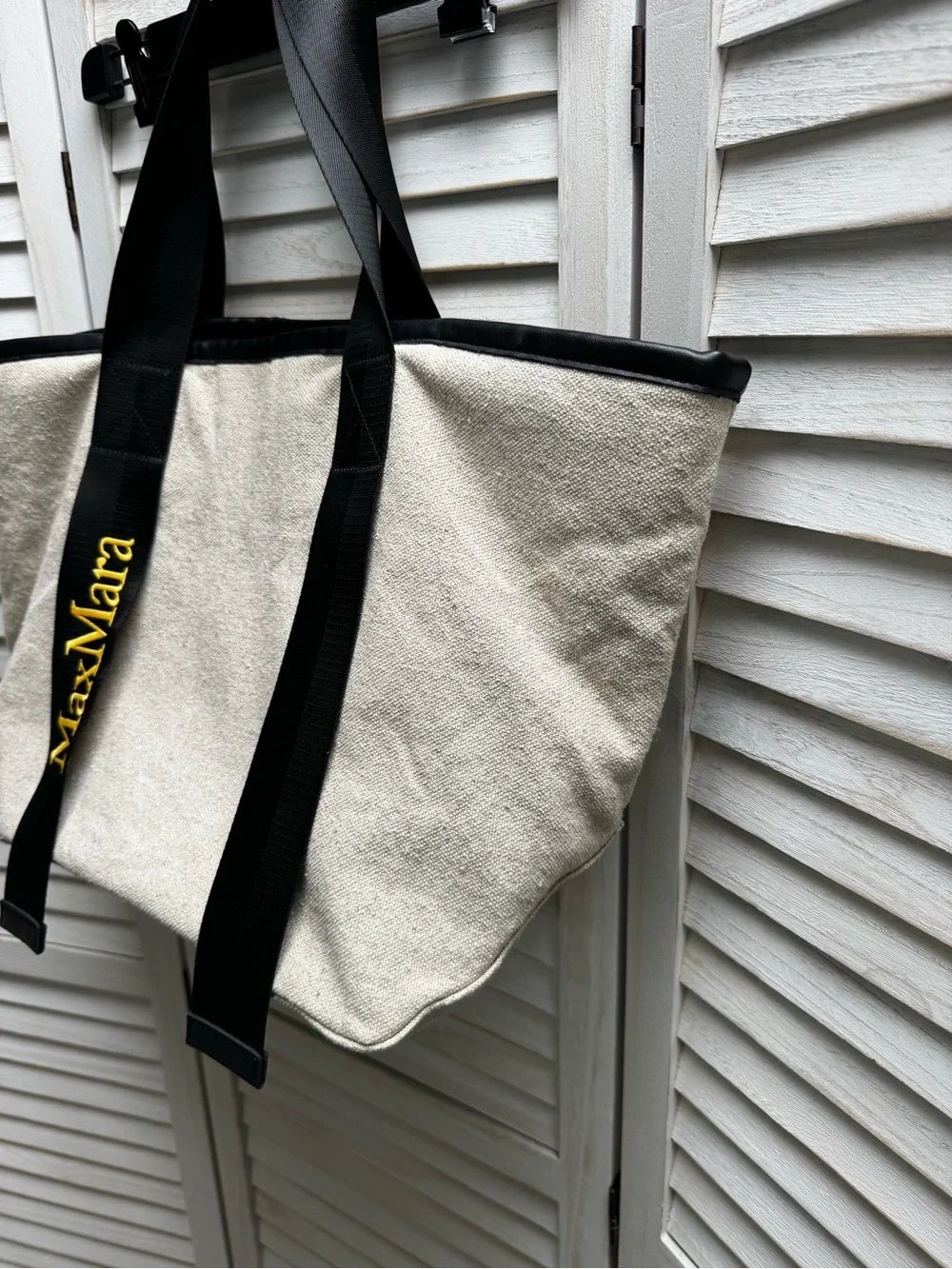 Max Mara Canvas Tote Bag Beige & Black – Large